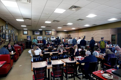 Guests at a retro restaurant serving traditional food in Nashville, Nashville, Tennessee, USA
