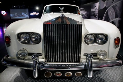White Rolls-Royce, luxurious and shiny, in a museum fleet, Memphis, Tennessee, USA