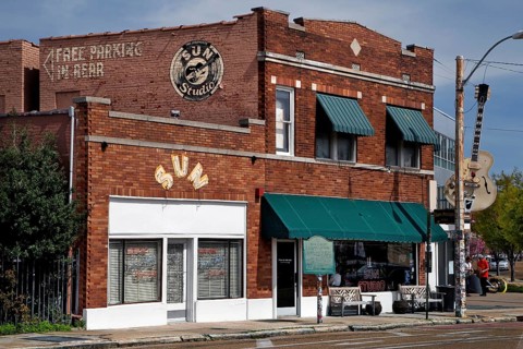 Historic Sun Studio building, known for its musical history, in Memphis, Memphis, Tennessee, USA