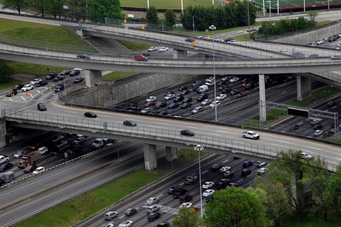 Winding highways with heavy traffic in Atlanta, Atlanta, Georgia, USA