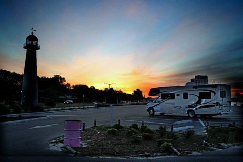 A lighthouse in Biloxi during sunrise, Biloxi, Mississippi, USA