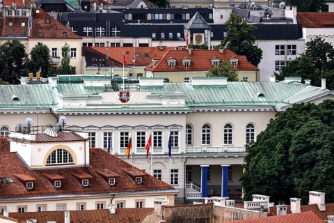 View of the presidential palace in Vilnius from above, Vilnius, Lithuania