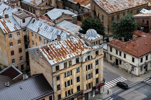 View of the old buildings and roofs in the Moscow suburb of Riga, Riga, Latvia, Latvia