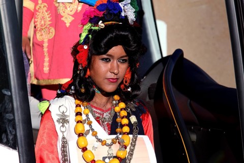 Participant in the Fête des Roses Miss Contest, dressed in traditional dress, El Kelâa m'Gouna,