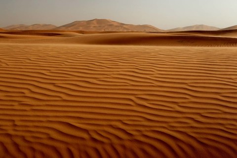 Impressive wave patterns on the sand dunes of Erg Chebbi, Erg Chebbi, Morocco