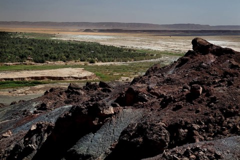 View from Bordj Est of a vast desert landscape near Erfoud, Erfoud, Bordj Est