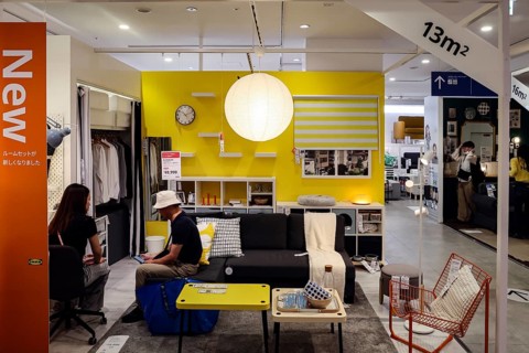 Ikea exhibition in Tokyo, colorful interior design with modern furniture, Tokyo, Shibuya, Japan
