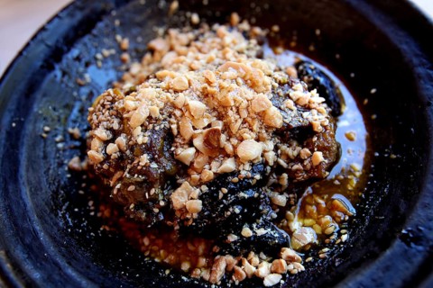 A Moroccan dish with nuts and a juicy texture served in a restaurant, Chefchaouen,