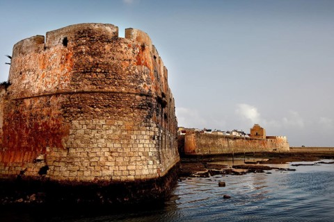 Historic Portuguese fortress in El Jadida, situated on a calm body of water, El Jadida,