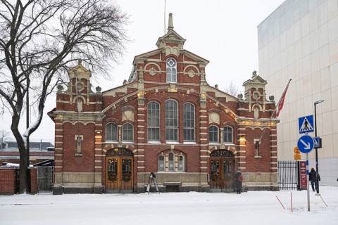 Façade, market hall in Eerikinkatu, designed by architect Gustaf Nyström, Turku or Swedish Åbo,