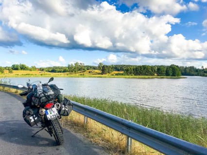 Sparreholm, Södermanlands län, Sweden, BMW G 650 GS Sertao Enduro motorcycle on a country road next