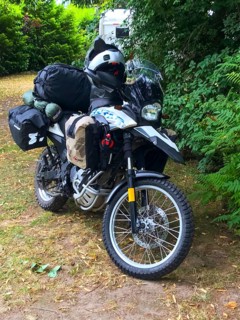 Bad Bramstedt, Schleswig-Holstein, Germany, loaded BMW G 650 GS Sertao Enduro motorcycle with