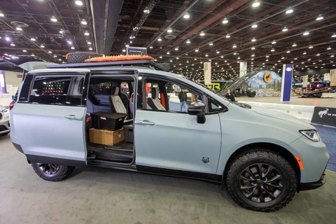 Detroit, Michigan USA - 15 January 2026 - The Chrysler Grizzly Peak minivan concept on display at
