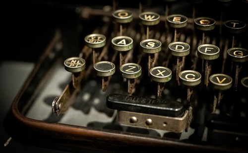Keyboard of an old typewriter, Tändsticksmuseet match museum or match museum, Jönköping, Jönköpings