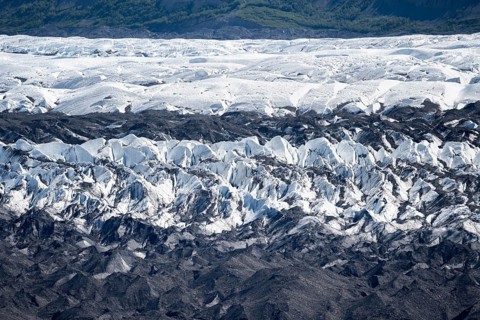 Detail, glacier ice, Seracs of the Matanuska Glacier Tongue, Lion's Head, Chugach Mountains,