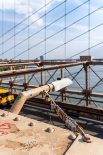 Vehicular traffic lanes, Brooklyn Bridge, New York, USA