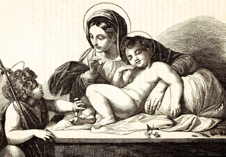 The Madonna of Silence, after Annibale Caracci (1560-1609) Italian painter, saint, children,