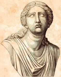 Bust of Niobe, Greek mythology, wife of the Theban king Amphion, transformed into marble according