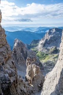 View of mountains from the Bocca degli Armi ridge, access to the Via Ferrata Bocciere Centrale via
