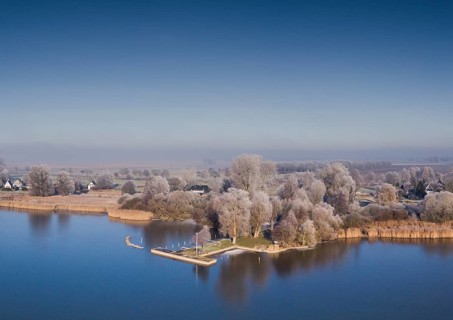 Lembruch, Lower Saxony, Germany, aerial view of one of the eastern shore of Eickhöpen am Dümmer