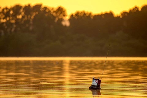 A measuring buoy of the NWLKN (Lower Saxony Water Management, Coastal Defence and nature park