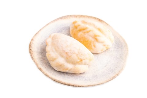 Glazed Pies with blueberry jam Isolated on white background, side view, close up