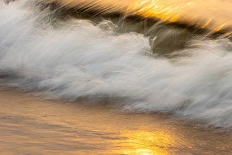 Waves at sunset on the west beach of Fischland-Darß-Zingst, Baltic Sea, Ahrenshoop,