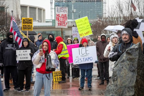 Detroit, Michigan USA - 10 January 2026 - Activists rally to protest the killing of Renee Nichole