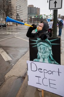 Detroit, Michigan USA - 10 January 2026 - Activists rally to protest the killing of Renee Nichole