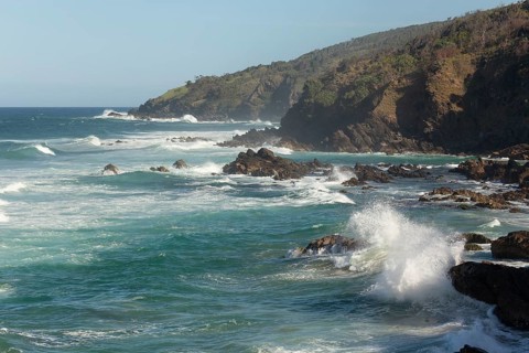 Sunny daytime view along the bays of Broken Head Nature Reserve near Byron Bay, New South Wales,