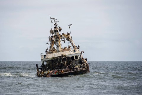 Zeila shipwreck on the Skeleton Coast, Dorob National Park, Namibia