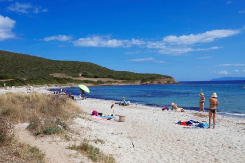 Plage de Tamarone sandy beach, Cap Corse, Haute-Corse Department, Corsica, Mediterranean Sea,