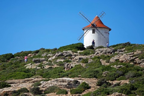 Moulin de Mattei windmill, Cap Corse, Haute-Corse Department, Corsica, Mediterranean Sea, France