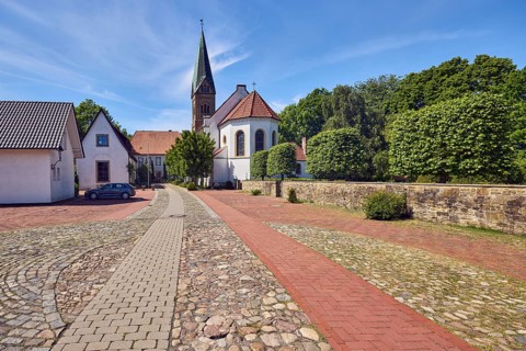St. Paul's Church, general architecture, building, concrete paving stone walkway, paving stones and