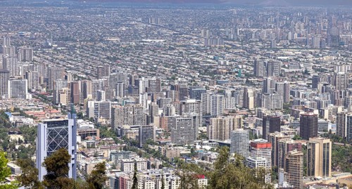 Santiago de Chile panoramic center skyline and residential city center