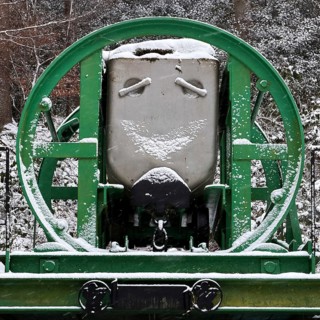 Loading station of the former Jupiter colliery in winter, Bergbauwanderweg Muttental, Witten, Ruhr