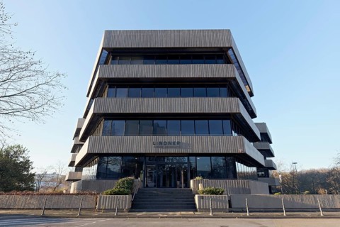 Rank-Xerox House, Brutalist office building, exposed concrete façade, Hentrich, Petschnigg und