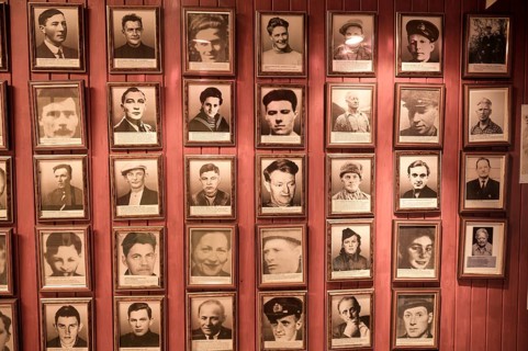 Gallery of portraits of Norwegian resistance fighters in the partisan museum in the old school of