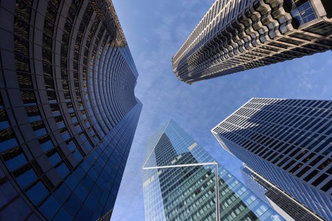 USA, Seattle financial and business district skyline in city downtown