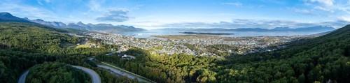 View of the city of Ushuaia, Ushuaia, Patagonia, Tierra del Fuego, Argentina