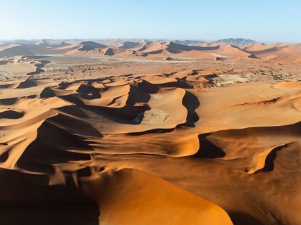 Aerial view, Dramatic sand dunes in the Namib Desert, Namib Naukluft Park, Namibia