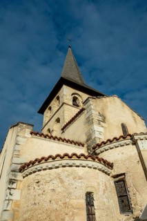 Mazerier village. Painted church St. Saturninus Church. Allier department, Auvergne Rhone Alpes,