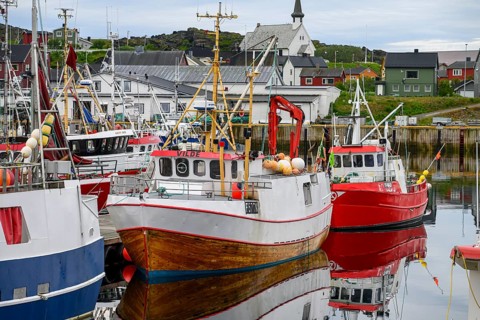 Fishing boats Fishing vessels are moored in Berlevag harbour in the north of the Varanger Peninsula