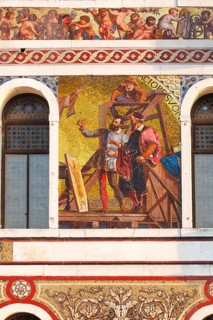 Mosaic painting at Palazzo Barbarigo on the Grand Canal, Venice, Veneto, Italy