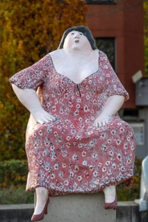 Fountain figure by Chemnitz artist Karl-Heinz Richter 2007, Billinganlage, Fürth, Middle Franconia,