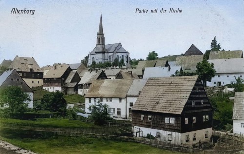 Altenberg in the Ore Mountains, town and church, today Saxon Switzerland-Eastern Ore Mountains