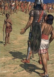 Scene from the biblical story, The story of David and Goliath is from the Old Testament of the