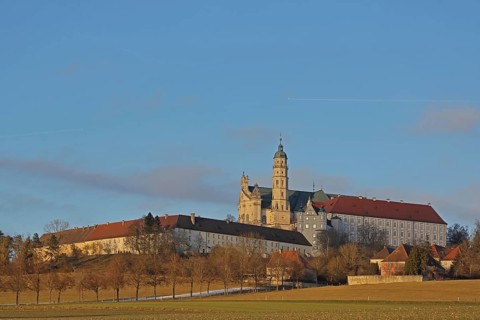 Benedictine monastery with late baroque monastery church, abbey, Neresheim, Härtsfeld, Swabian