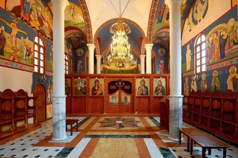 Bulgarian Orthodox Rock cave Monastery of Saint Dimitar Basarbowski, Church interior, Basarbovo,