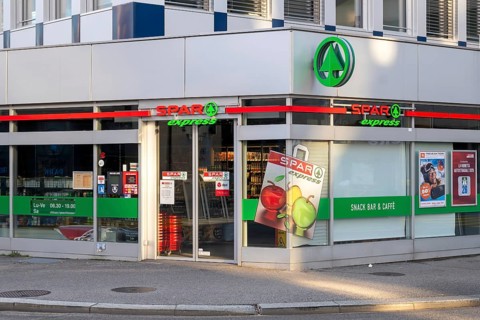 Spar Express entrance, Lugano, Tessin, Switzerland